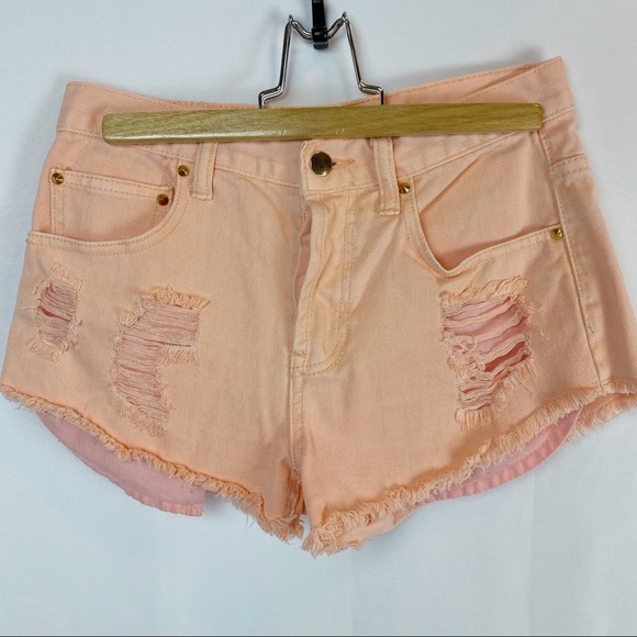 Forever 21 Size 26 Waist Distressed Shorts Pink - Picture 1 of 6